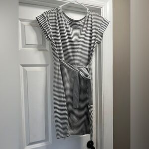 Striped Grey and White Dress Comfy Dress
